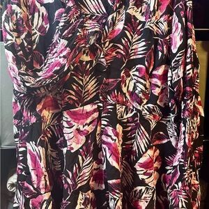 Roaman's Black and Pink Floral shirt